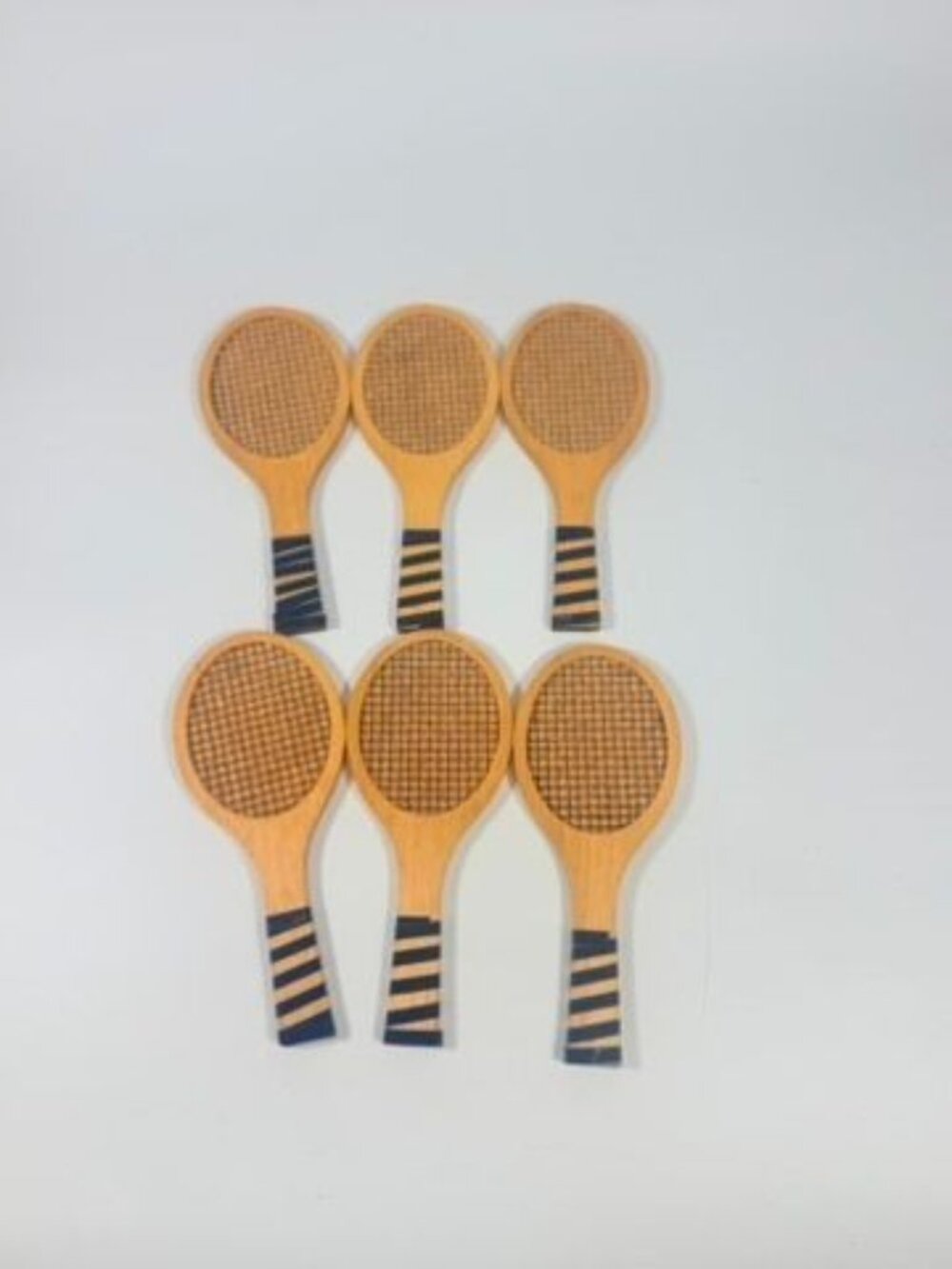 Coaster Set Cork and Wood Tennis Rackets Set 6 Unique Barware Vintage Gifts Serv - Picture 7 of 12
